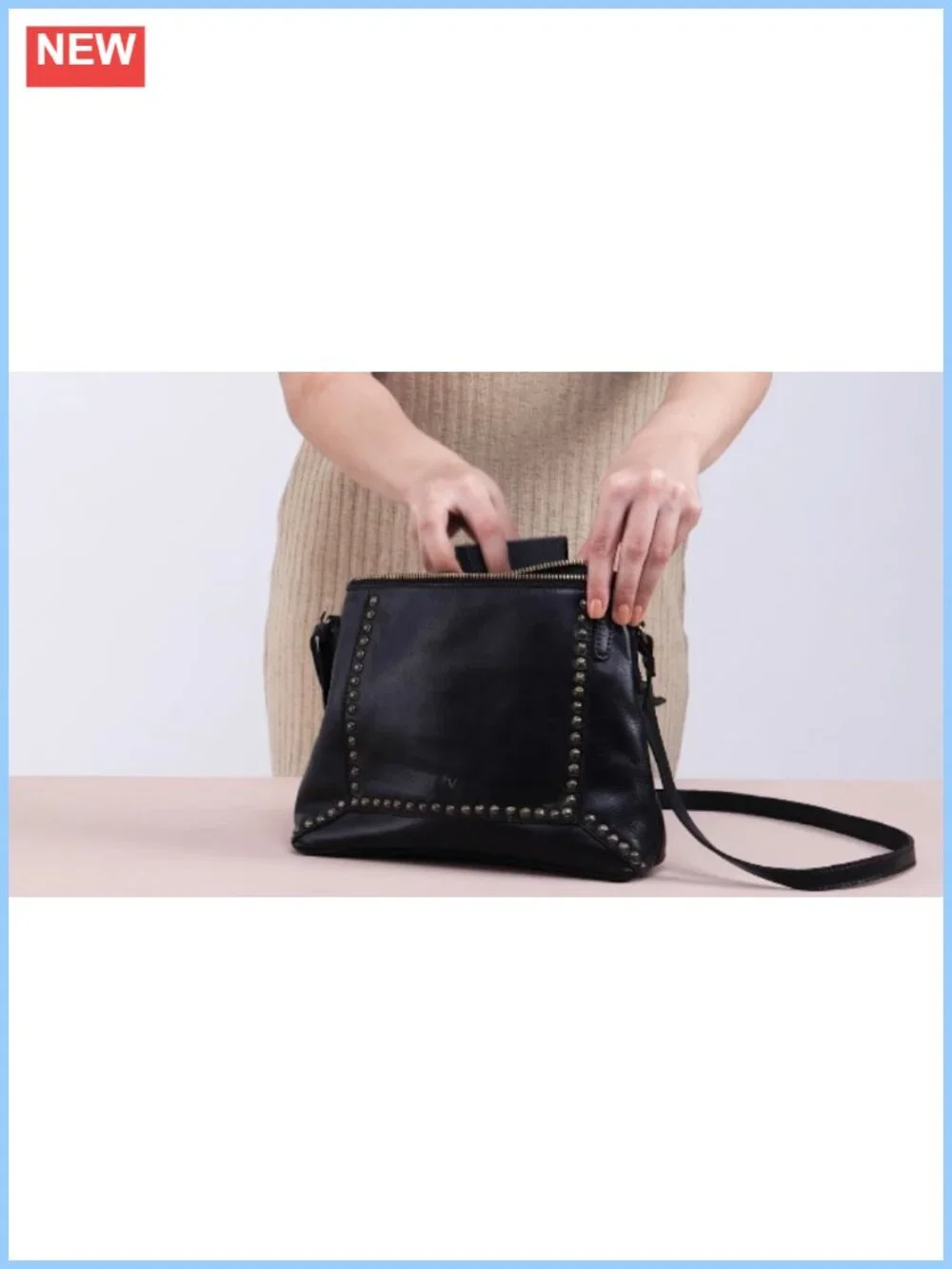 Genuine Italian Leather Boho Studded Crossbody Sling Bag
